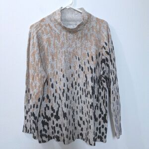 Nic + Zoe Cozy Up Spotted Turtleneck Knit Sweater Cotton Blend Women's XL